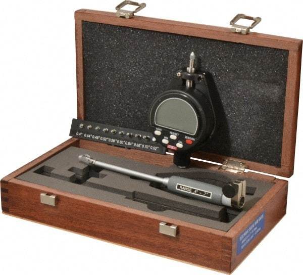 SPI - 0.4 to 0.7", 4" Deep, Electronic Bore Gage - Up to 0.00025" Accuracy, 0.001mm Resolution, Data Output, Includes Indicator - Eagle Tool & Supply