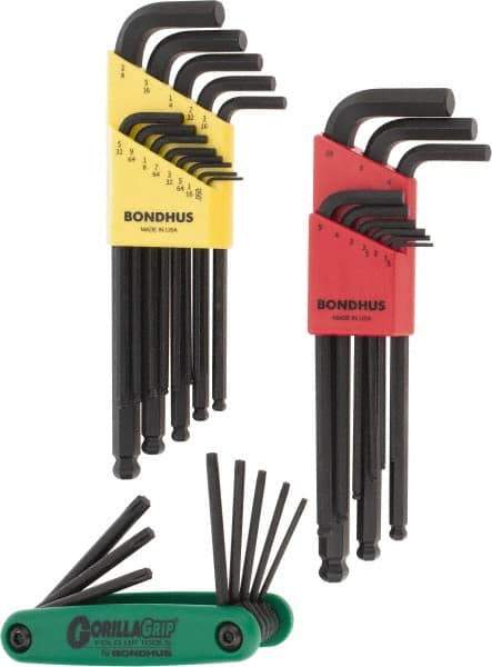 Bondhus - 30 Piece T9 to T40 Protanium Assortment Torx/Hex Combo Key Set - T9, T10, T15, T20, T25, T27, T35, T40 Torx Size - Eagle Tool & Supply
