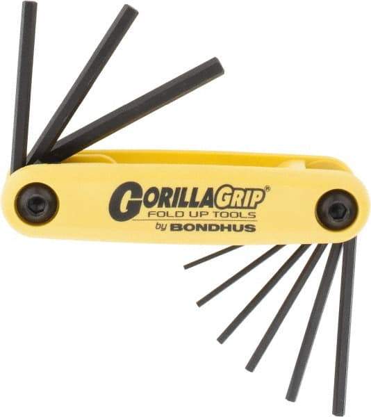 Bondhus - 9 Piece Fold-Up Hex Key Set - Hex Range 0.05 to 3/16" - Eagle Tool & Supply