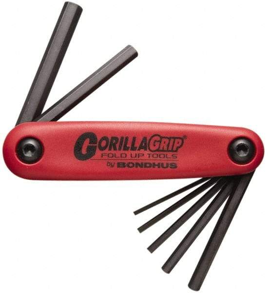 Bondhus - 7 Piece Fold-Up Hex Key Set - Hex Range 1.5 to 6mm - Eagle Tool & Supply