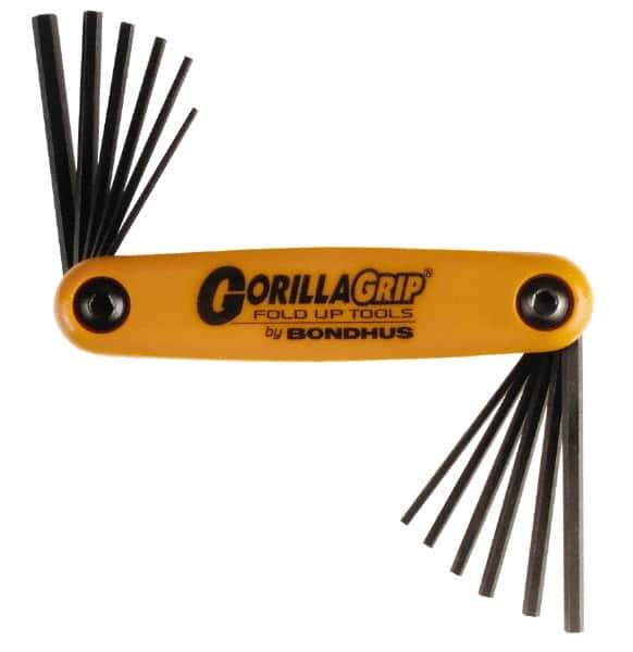Bondhus - 12 Piece Fold-Up Hex Key Set - Hex Range 5/64 to 5/32" - Eagle Tool & Supply