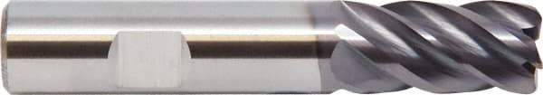M.A. Ford - 15/32", 1" LOC, 1/2" Shank Diam, 3" OAL, 5 Flute, Solid Carbide Square End Mill - Single End, ALtima Finish, Spiral Flute, 38° Helix, Centercutting, Right Hand Cut, Right Hand Flute - Eagle Tool & Supply