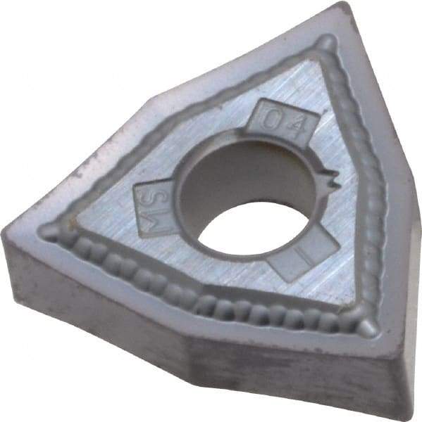 Kennametal - WNMG431 MS KC5510 Grade Carbide Turning Insert - TiAlN Coated Trigon, 1/2" Inscr Circle, 3/16" Thick, 1/64" Cnr Rad - Eagle Tool & Supply