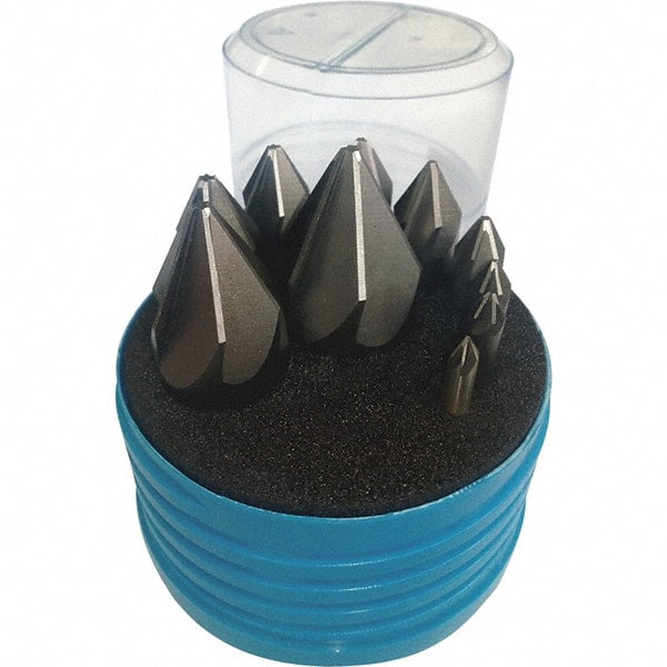 Interstate - 10 Piece, 3/16 to 1-1/4" Head Diam, 90° Included Angle, Single End Countersink Set - Eagle Tool & Supply