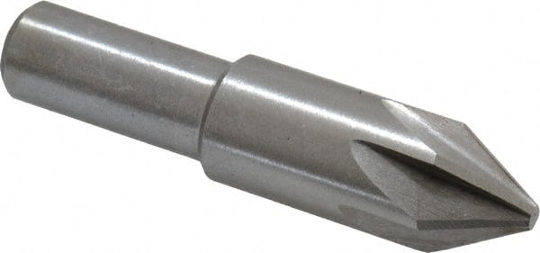Interstate - 5/8" Head Diam, 1/2" Shank Diam, 6 Flute 60° High Speed Steel Countersink - Eagle Tool & Supply