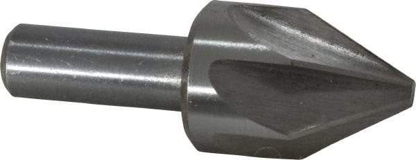 Interstate - 1" Head Diam, 1/2" Shank Diam, 6 Flute 60° High Speed Steel Countersink - Bright Finish, 2-3/4" OAL, Single End, Straight Shank, Right Hand Cut - Eagle Tool & Supply