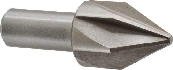 Interstate - 1-1/4" Head Diam, 3/4" Shank Diam, 6 Flute 60° High Speed Steel Countersink - Bright Finish, 3-3/8" OAL, Single End, Straight Shank, Right Hand Cut - Eagle Tool & Supply