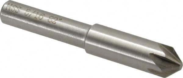Interstate - 5/16" Head Diam, 1/4" Shank Diam, 6 Flute 82° High Speed Steel Countersink - Eagle Tool & Supply