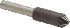 Interstate - 3/8" Head Diam, 1/4" Shank Diam, 6 Flute 82° High Speed Steel Countersink - Bright Finish, 2" OAL, Single End, Straight Shank, Right Hand Cut - Eagle Tool & Supply