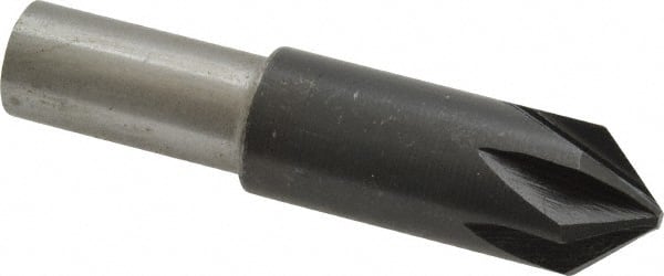 Interstate - 5/8" Head Diam, 1/2" Shank Diam, 6 Flute 82° High Speed Steel Countersink - Eagle Tool & Supply