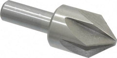 Interstate - 1" Head Diam, 1/2" Shank Diam, 6 Flute 82° High Speed Steel Countersink - Bright Finish, 2-3/4" OAL, Single End, Straight Shank, Right Hand Cut - Eagle Tool & Supply