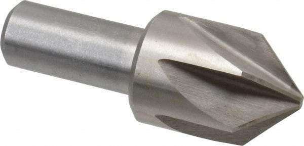 Interstate - 1-1/4" Head Diam, 3/4" Shank Diam, 6 Flute 90° High Speed Steel Countersink - Bright Finish, 3-3/8" OAL, Single End, Straight Shank, Right Hand Cut - Eagle Tool & Supply