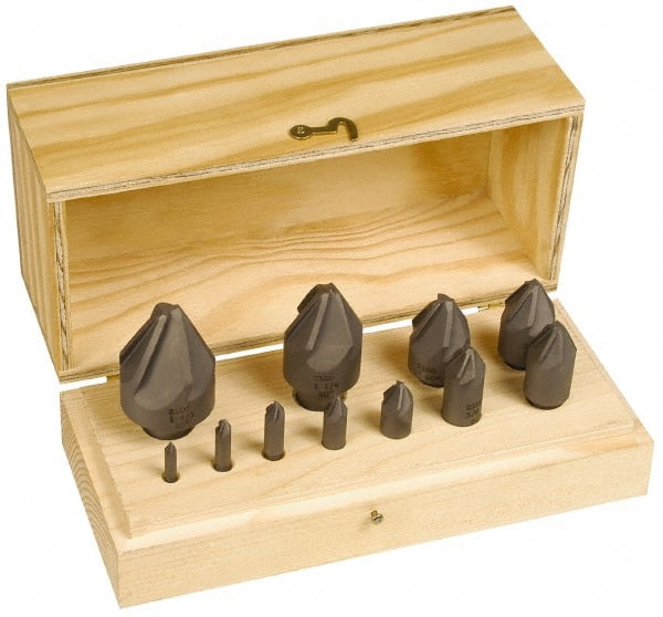 Hertel - 10 Piece, 1/4 to 1-1/2" Head Diam, 82° Included Angle, Countersink Set - Eagle Tool & Supply