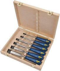 Irwin - 6 Piece Wood Chisel Set - 10-3/4" OAL, Sizes Included 1/4 to 1-1/4" - Eagle Tool & Supply