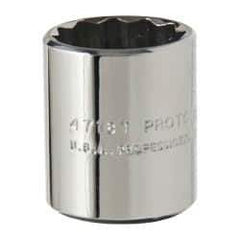 Proto - 9/16", 1/4" Drive, Standard Hand Socket - 12 Points, 7/8" OAL, Alloy Steel, Chrome Finish - Eagle Tool & Supply