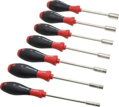 Wiha - 7 Piece 3/16 to 1/2" Nutdriver Set - Solid Shaft, Cushion Grip Handle - Eagle Tool & Supply