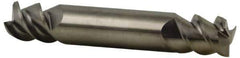 Accupro - 1/4", 3/8" LOC, 1/4" Shank Diam, 2-1/2" OAL, 3 Flute, Solid Carbide Square End Mill - Double End, Uncoated, Spiral Flute, 60° Helix, Centercutting, Right Hand Cut, Right Hand Flute - Eagle Tool & Supply