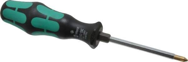 Wera - #1, 7" OAL, Standard Phillips Screwdriver - 3-1/8" Blade Length, Hexagon Shank, Ergonomic Handle - Eagle Tool & Supply
