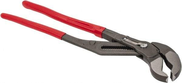 Knipex - 22" OAL, 4-1/2" Max Capacity, 20 Position Adjustable Tongue & Groove Pliers - Standard V-Jaws, Standard Head, Plastic Coated Handles - Eagle Tool & Supply