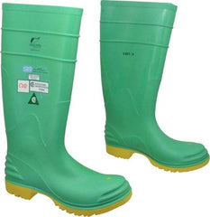 Dunlop Protective Footwear - Men's Size 7 Medium Width Steel Knee Boot - Green, PVC Upper, 16" High, Chemical Resistant, Dielectric, Non-Slip - Eagle Tool & Supply