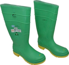 Dunlop Protective Footwear - Men's Size 8 Medium Width Steel Knee Boot - Green, PVC Upper, 16" High, Chemical Resistant, Dielectric, Non-Slip - Eagle Tool & Supply