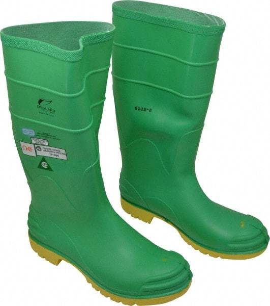 Dunlop Protective Footwear - Men's Size 11 Medium Width Steel Knee Boot - Green, PVC Upper, 16" High, Chemical Resistant, Dielectric, Non-Slip - Eagle Tool & Supply