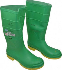 Dunlop Protective Footwear - Men's Size 11 Medium Width Steel Knee Boot - Green, PVC Upper, 16" High, Chemical Resistant, Dielectric, Non-Slip - Eagle Tool & Supply