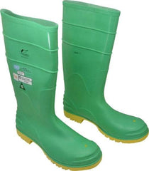 Dunlop Protective Footwear - Men's Size 13 Medium Width Steel Knee Boot - Green, PVC Upper, 16" High, Chemical Resistant, Dielectric, Non-Slip - Eagle Tool & Supply