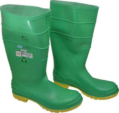 Dunlop Protective Footwear - Men's Size 14 Medium Width Steel Knee Boot - Green, PVC Upper, 16" High, Chemical Resistant, Dielectric, Non-Slip - Eagle Tool & Supply
