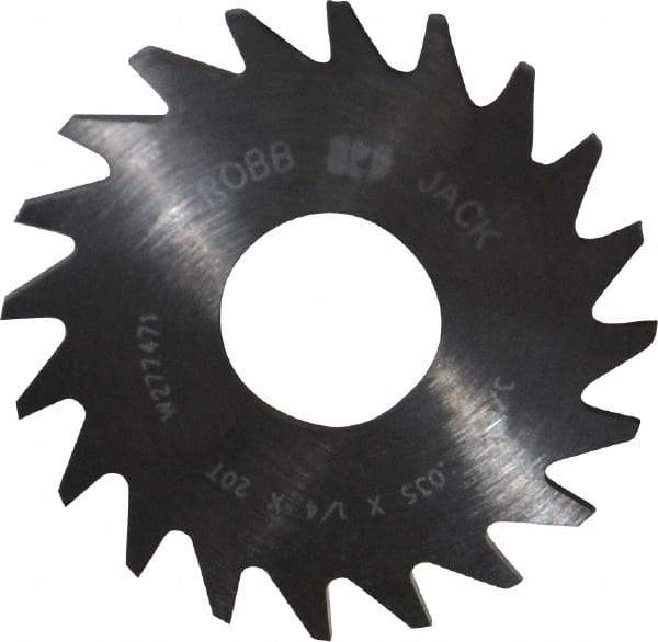 RobbJack - 3/4" Diam x 0.035" Blade Thickness x 1/4" Arbor Hole Diam, 20 Tooth Slitting and Slotting Saw - Arbor Connection, Right Hand, Uncoated, Solid Carbide, Concave Ground - Eagle Tool & Supply