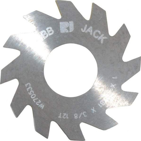 RobbJack - 1" Diam x 0.0781" Blade Thickness x 3/8" Arbor Hole Diam, 12 Tooth Slitting and Slotting Saw - Arbor Connection, Right Hand, Uncoated, Solid Carbide, Concave Ground - Eagle Tool & Supply