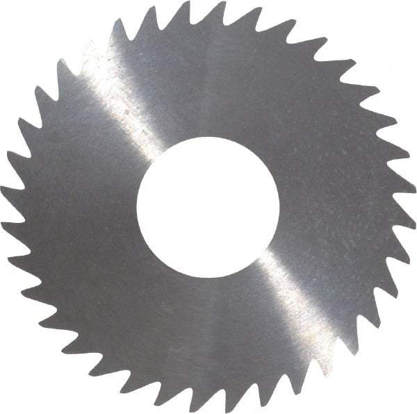 RobbJack - 1-1/2" Diam x 0.023" Blade Thickness x 1/2" Arbor Hole Diam, 36 Tooth Slitting and Slotting Saw - Arbor Connection, Right Hand, Uncoated, Solid Carbide, Concave Ground - Eagle Tool & Supply