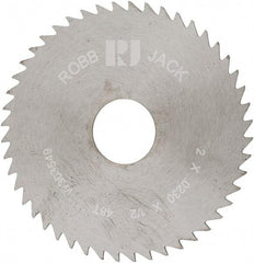 RobbJack - 2" Diam x 0.023" Blade Thickness x 1/2" Arbor Hole Diam, 48 Tooth Slitting and Slotting Saw - Arbor Connection, Right Hand, Uncoated, Solid Carbide, Concave Ground - Eagle Tool & Supply