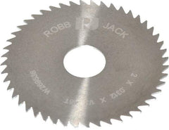 RobbJack - 2" Diam x 0.0312" Blade Thickness x 1/2" Arbor Hole Diam, 48 Tooth Slitting and Slotting Saw - Arbor Connection, Right Hand, Uncoated, Solid Carbide, Concave Ground - Eagle Tool & Supply