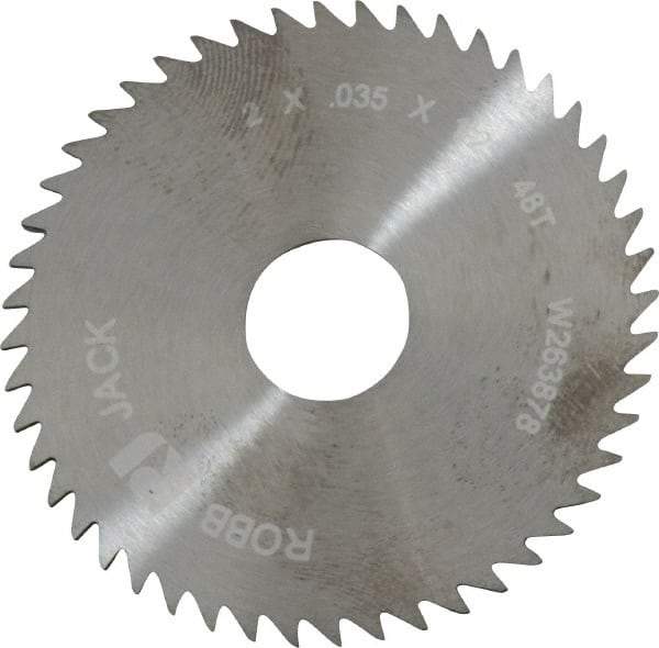 RobbJack - 2" Diam x 0.035" Blade Thickness x 1/2" Arbor Hole Diam, 48 Tooth Slitting and Slotting Saw - Arbor Connection, Right Hand, Uncoated, Solid Carbide, Concave Ground - Eagle Tool & Supply