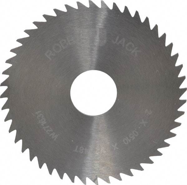 RobbJack - 2" Diam x 0.051" Blade Thickness x 1/2" Arbor Hole Diam, 48 Tooth Slitting and Slotting Saw - Arbor Connection, Right Hand, Uncoated, Solid Carbide, Concave Ground - Eagle Tool & Supply