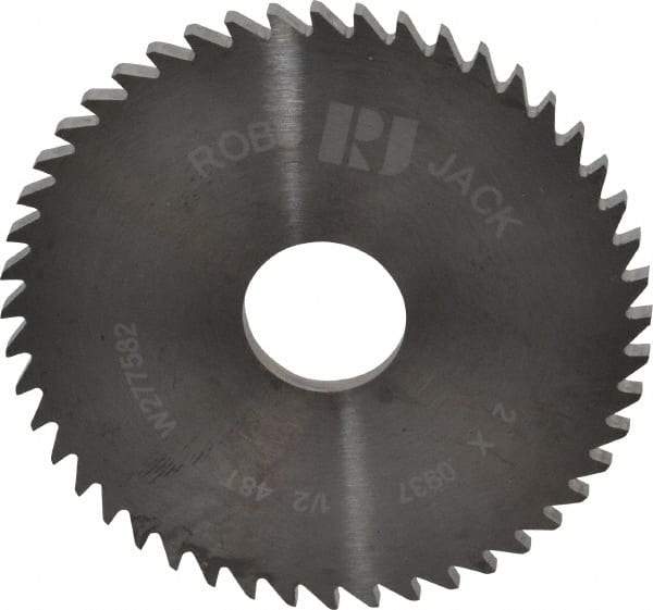 RobbJack - 2" Diam x 0.0937" Blade Thickness x 1/2" Arbor Hole Diam, 48 Tooth Slitting and Slotting Saw - Arbor Connection, Right Hand, Uncoated, Solid Carbide, Concave Ground - Eagle Tool & Supply