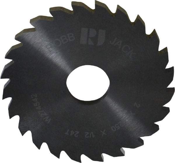 RobbJack - 2" Diam x 1/8" Blade Thickness x 1/2" Arbor Hole Diam, 24 Tooth Slitting and Slotting Saw - Arbor Connection, Right Hand, Uncoated, Solid Carbide, Concave Ground - Eagle Tool & Supply