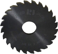 RobbJack - 2" Diam x 1/8" Blade Thickness x 1/2" Arbor Hole Diam, 24 Tooth Slitting and Slotting Saw - Arbor Connection, Right Hand, Uncoated, Solid Carbide, Concave Ground - Eagle Tool & Supply