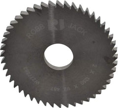 RobbJack - 2" Diam x 1/8" Blade Thickness x 1/2" Arbor Hole Diam, 48 Tooth Slitting and Slotting Saw - Arbor Connection, Right Hand, Uncoated, Solid Carbide, Concave Ground - Eagle Tool & Supply