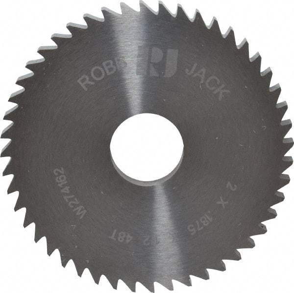 RobbJack - 2" Diam x 3/16" Blade Thickness x 1/2" Arbor Hole Diam, 48 Tooth Slitting and Slotting Saw - Arbor Connection, Right Hand, Uncoated, Solid Carbide, Concave Ground - Eagle Tool & Supply