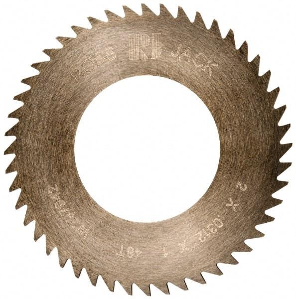 RobbJack - 2" Diam x 0.0312" Blade Thickness x 1" Arbor Hole Diam, 48 Tooth Slitting and Slotting Saw - Arbor Connection, Right Hand, Uncoated, Solid Carbide, Concave Ground - Eagle Tool & Supply