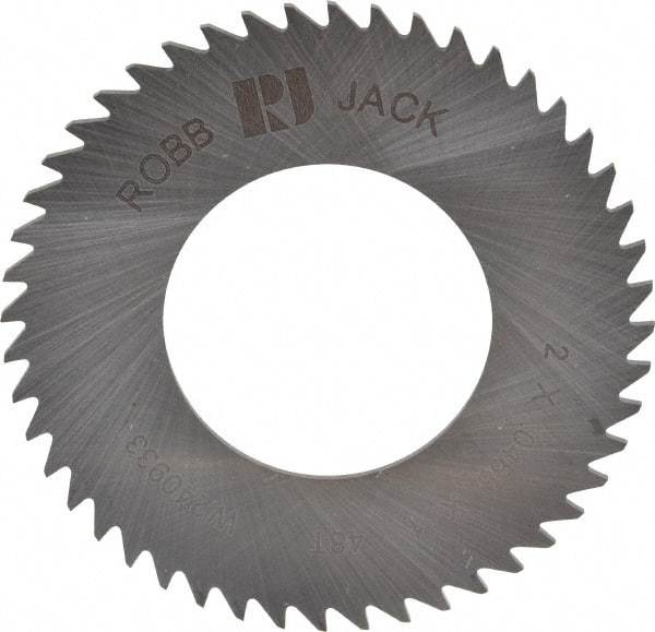 RobbJack - 2" Diam x 0.0468" Blade Thickness x 1" Arbor Hole Diam, 48 Tooth Slitting and Slotting Saw - Arbor Connection, Right Hand, Uncoated, Solid Carbide, Concave Ground - Eagle Tool & Supply