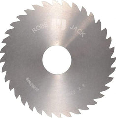 RobbJack - 4" Diam x 0.0312" Blade Thickness x 1" Arbor Hole Diam, 36 Tooth Slitting and Slotting Saw - Arbor Connection, Right Hand, Uncoated, Solid Carbide, Concave Ground - Eagle Tool & Supply