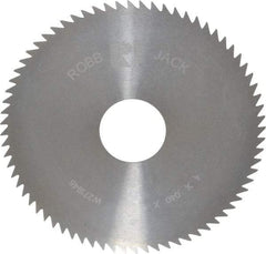 RobbJack - 4" Diam x 0.04" Blade Thickness x 1" Arbor Hole Diam, 72 Tooth Slitting and Slotting Saw - Arbor Connection, Right Hand, Uncoated, Solid Carbide, Concave Ground - Eagle Tool & Supply