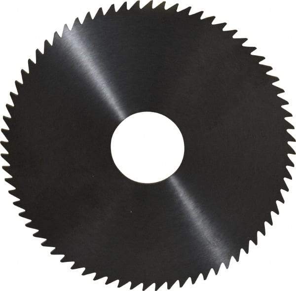 RobbJack - 4" Diam x 0.0781" Blade Thickness x 1" Arbor Hole Diam, 72 Tooth Slitting and Slotting Saw - Arbor Connection, Right Hand, Uncoated, Solid Carbide, Concave Ground - Eagle Tool & Supply