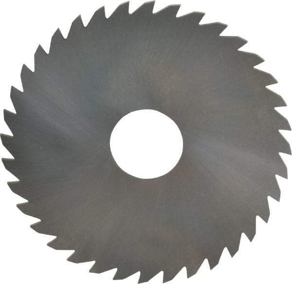 RobbJack - 4" Diam x 0.0937" Blade Thickness x 1" Arbor Hole Diam, 36 Tooth Slitting and Slotting Saw - Arbor Connection, Right Hand, Uncoated, Solid Carbide, Concave Ground - Eagle Tool & Supply