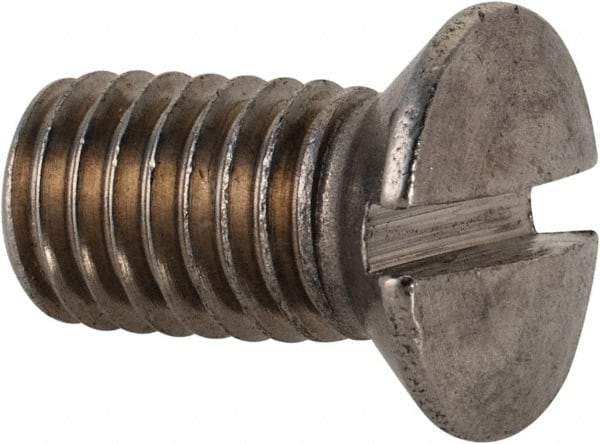 Value Collection - M8x1.25 Metric Coarse, 16mm OAL Slotted Drive Machine Screw - Oval Head, Grade 18-8 & A2 Stainless Steel, Uncoated, Without Washer - Eagle Tool & Supply