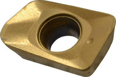 Seco - XOMX060208 M05 Grade F30M Carbide Milling Insert - TiAlN/TiN Finish, 0.096" Thick, 0.031" Corner Radius - Eagle Tool & Supply