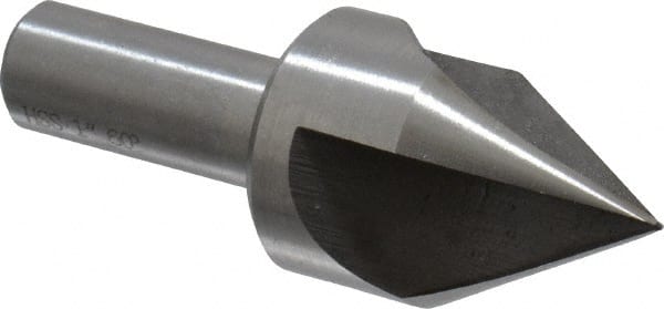 Interstate - 1" Head Diam, 1/2" Shank Diam, 3 Flute 60° High Speed Steel Countersink - Eagle Tool & Supply